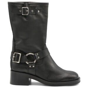 Charles David Black Moto Boots with Silver Accents